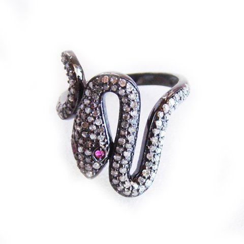 Snake Figure Diamond Ring .98 14K Two-tone (1 of 4)