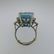 ART DECO 18ct AQUAMARINE & DIAMOND 18k GOLD RING - 6