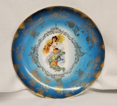 ERDMANN SCHLEGELMILCH 1927-37 ROYAL SAXE WALL PLAQUE XW: We are very proud to present this gorgeous 10 x 10 x 1.5", 1927-1937 fine Bavarian porcelain wall plaque from the famed Erdmann Schlegelmilch Factory in Suhl. This brilliant wheat harvesting maiden ce