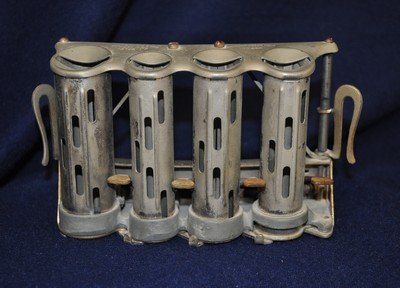 McGILL GALEF 1930s STEEL 4 BARREL HIGH SPEED CHANGER XJ: We are very pleased to offer this 1930s model all metal McGill High-Speed 1c, 5c, 10c, & 25c four barrel Changer, originally supplied by J.L.Galef New York, who was the Sole Distributor. It measures 5