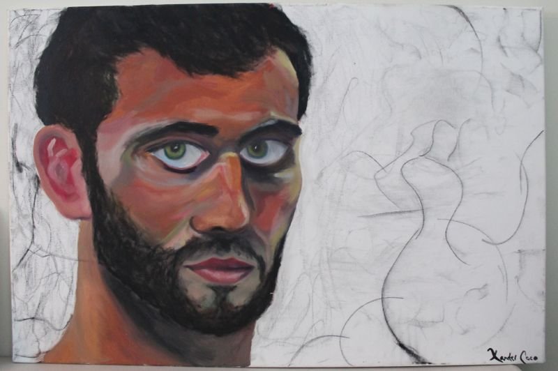LARGE ALEXANDER COCO PORTRAIT ON CANVAS: Large Original Alexander Coco Painting. Signed Xander Coco. Coco was a studio art major at the College of Charleston who now lives in Columbia, SC. His work has been showcased at numerous galleries ac