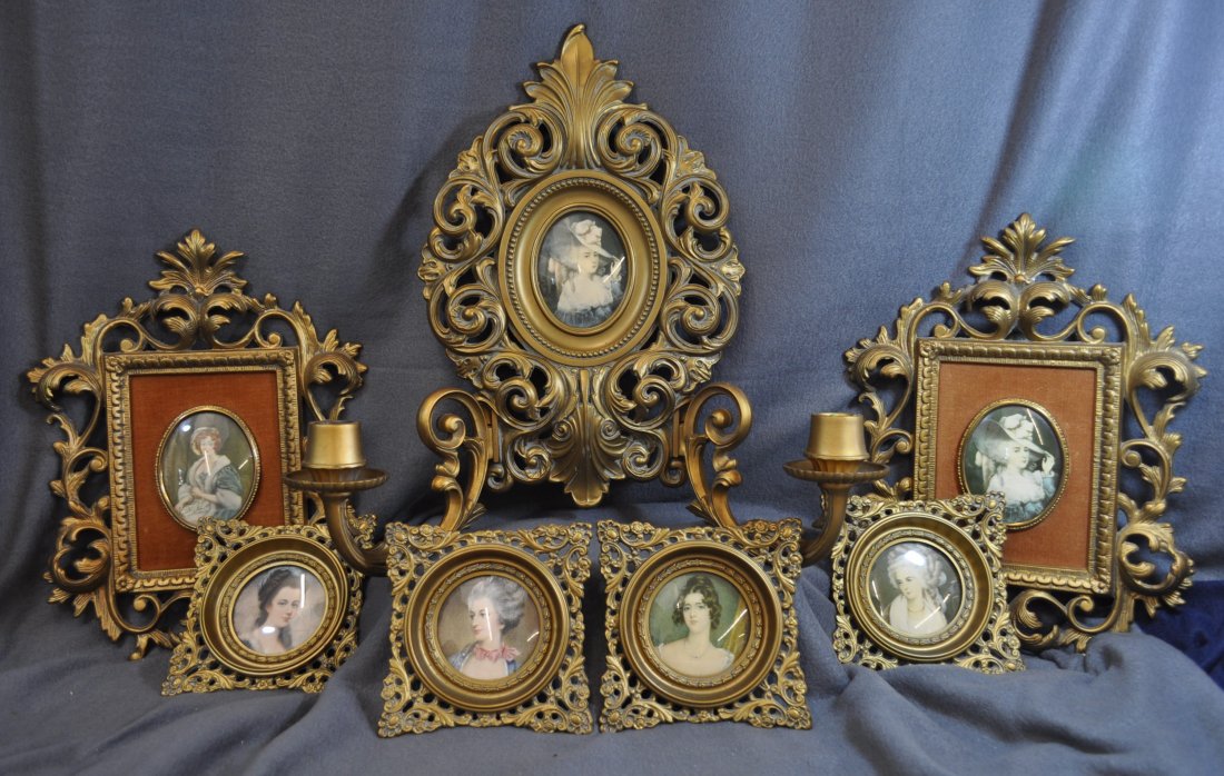 LOT 7 RARE CAMEO CREATION PORTRAITS FRAMED XW: Vintage Collectible Lot 7 Cameo Creation Frames with Portraits includes : All Cameo Creation - plastic frames marked 4 small - 5 x 5 - Marquise de Brincourt by Francois Boucher, Miss Conyngham by Sir 