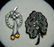 5pc VTG SILVER RHINESTONE BROOCH LOT LEAF LIPS XR - 5