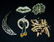 5pc VTG SILVER RHINESTONE BROOCH LOT LEAF LIPS XR - 7