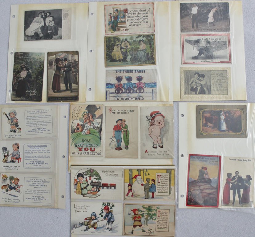 ANTQ 1900s MIXED COLLECTORS KIDS ADS 41pc POSTCARDS XC: Offered for your consideration a collection of mixed Postcards, 41 in all, circa the turn of the Century through early decades of the 20th Century. Includes post cards showing children, humor and adve