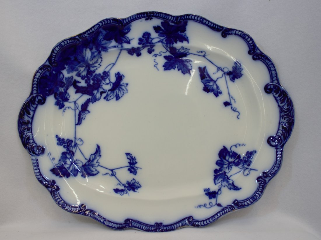 1912 RIDGWAYS LONSDALE FLOW BLUE MEAT PLATTER XC