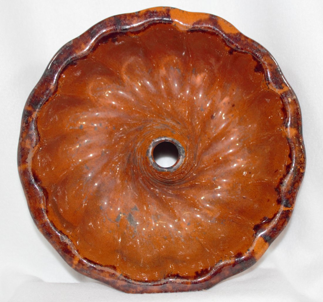 1870 PENNSYLVANIA TURK'S CAP REDWARE BUNDT CAKE MOLD XZ: We are proud to present this gorgeous ca. 1860’s to 1910 American Virginia, Pennsylvania, Maryland, and New York glazed Redware Bundt Cake and Jelly / Aspic molds, diversely formed and in original c