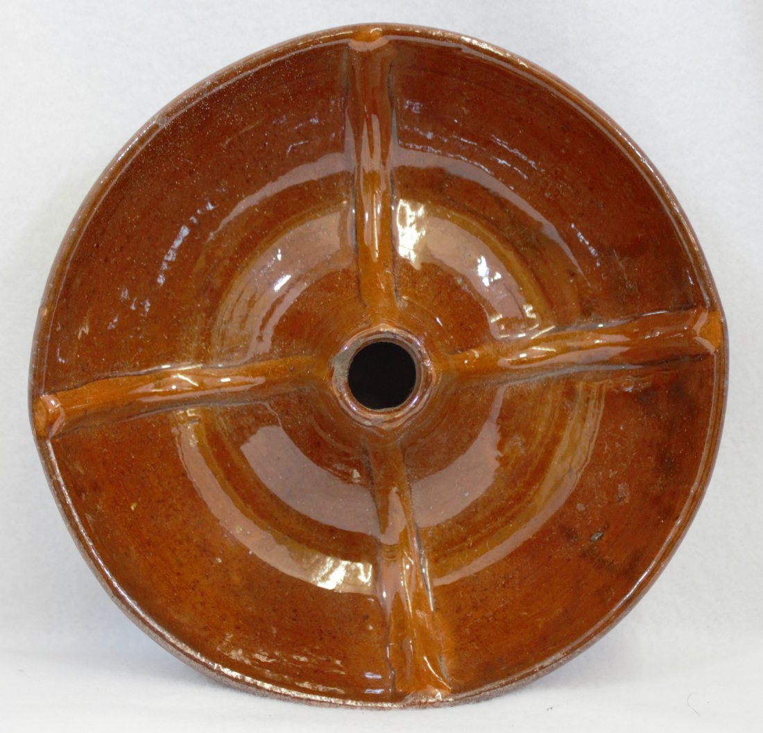 1870 N ENGLAND TURK'S CAP DIVIDED REDWARE ASPIC MOLD XZ: We are proud to present this gorgeous ca. 1860’s to 1910 American Virginia, Pennsylvania, Maryland and New York glazed Redware Bundt Cake and Jelly / Aspic molds, diversely formed and in original co