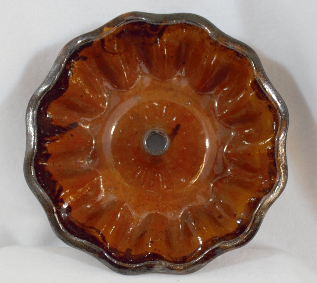 1870 PENNSYLVANIA TURK'S CAP REDWARE BUNDT CAKE MOLD XZ: We are proud to present this gorgeous ca. 1860’s to 1910 American Virginia, Pennsylvania, Maryland, and New York glazed Redware Bundt Cake and Jelly / Aspic molds, diversely formed and in original c