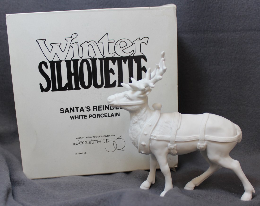 DEPT 56 WINTER SILHOUETTE SANTA'S REINDEER PORCELAIN XZ: Here is one of Santa's Reindeer from the Dept 56 Winter Silhouette series ,,,,, Over thirty years ago, Department 56 began as part of Bachman's, a premiere retail florist in Minneapolis. Bachman's use