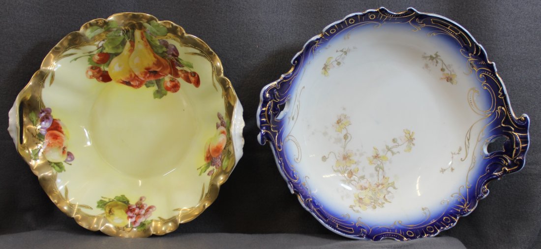 TRISCHENREUTH & LAZARUS STRAUS HP BAVARIAN BOWLS XW: We are very pleased to present this pretty pair of Bavarian porcelain hand painted serving bowls from Porzellanfabrik Tirschenreuth, ans a likely Oscar & Edgar Gutherz, imported by the fabled Lazarus 