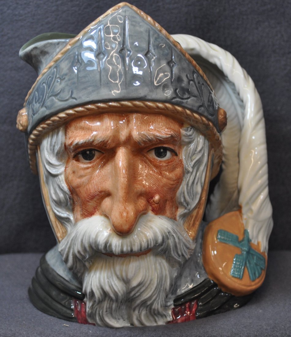 SCARCE 1968 ROYAL DOULTON ETC DON QUIXOTE TOBY JUG XJ: The AEAA proudly presents this Scarce & highly collectible English, Royal Doulton, Joseph W. Ledger era Earthenware Toby jug, in the large #D6375 Dick Whittington form. This spectacular earthenware To