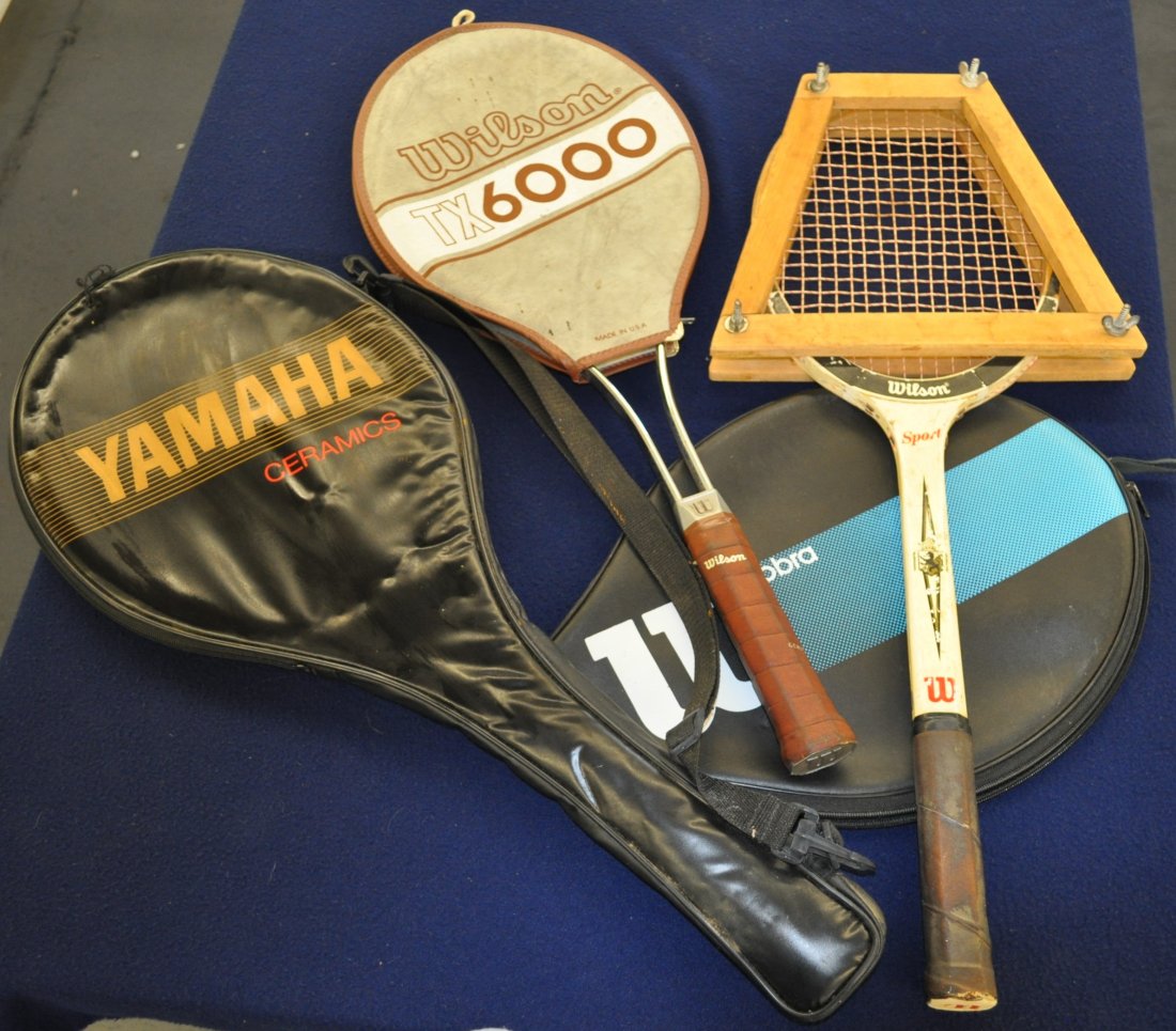 TENNIS RACQUETS 3 WILSON TX6000 SPORT YAMAHA GOLD XW: We are very pleased to offer this fantastic collection of Tennis Rackets for your consideration. There are three Tennis Racquets: a Yamaha Gold Ceramic Series 90 with cover (XL 4-3/8); a Wilson TX6000