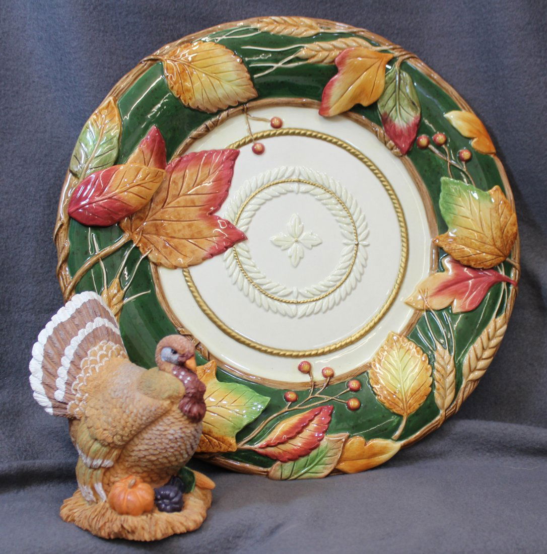 FITZ & FLOYD THANKSGIVING HUNTINGTON CENTERPIECE 12" XW (1 of 10)