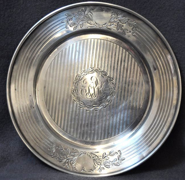 VINTAGE 6 INCH STERLING SILVER ROUND ETCHED TRAY XW (1 of 6)