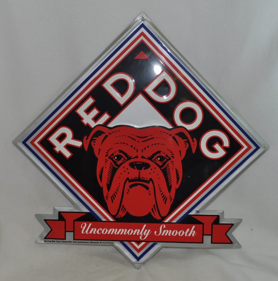 NOS VINTAGE RED DOG ADVERTISING BAR SIGN 23 INCHES XT (1 of 5)