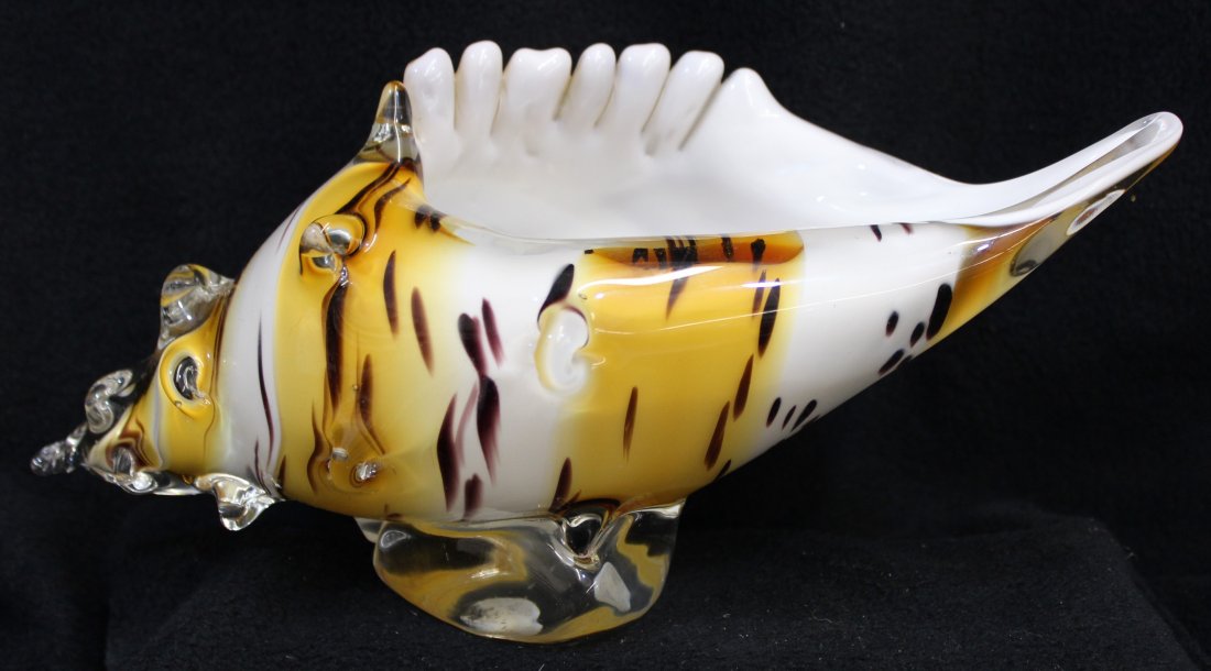MURANO CASED GLASS TIGER STRIPE CONCH SEASHELL  XW (1 of 9)