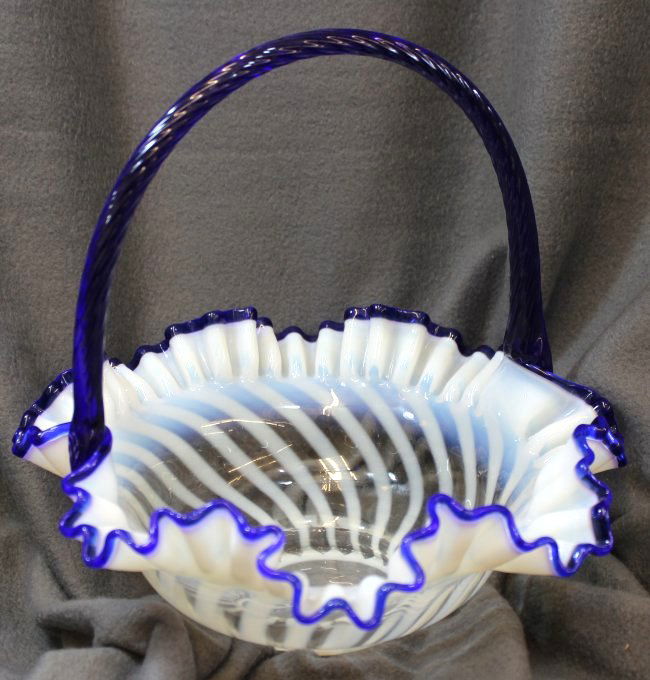 VINTAGE FENTON BLUE RIDGE OPALESCENT BASKET XX (1 of 7)