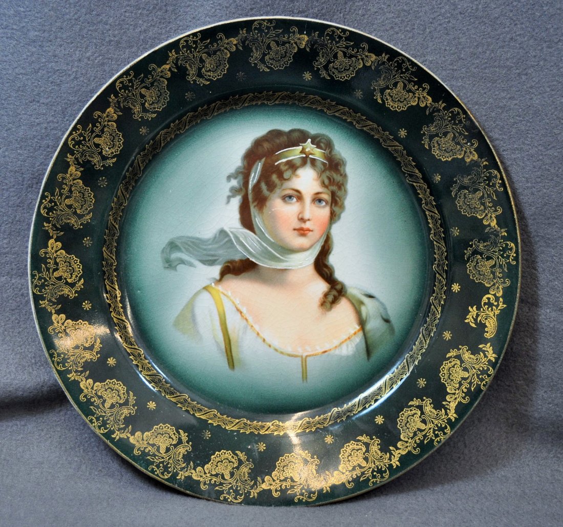 1920 CARL THIEME PORCELAIN QUEEN LOUISE PORTRAIT PLATE: The following treasure is from the living estate of Ailene & Buddy Ford; noted dealers and lifelong collectors of exceptional antique & vintage heirlooms. The Ford estate presents highly valuable item