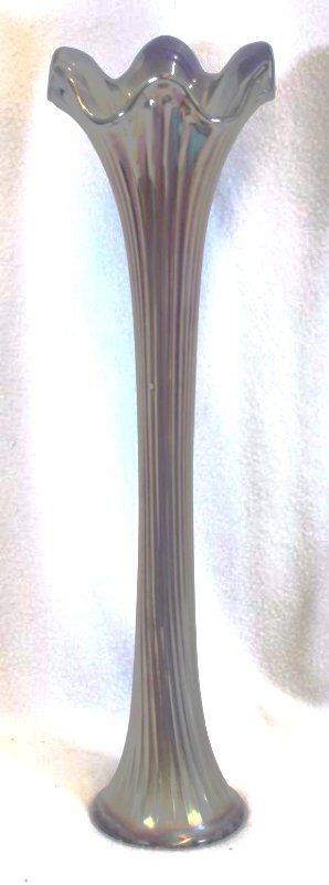 SCARCE FENTON BLUE CARNIVAL FINE RIB 18.25 SWUNG VASE (1 of 7)