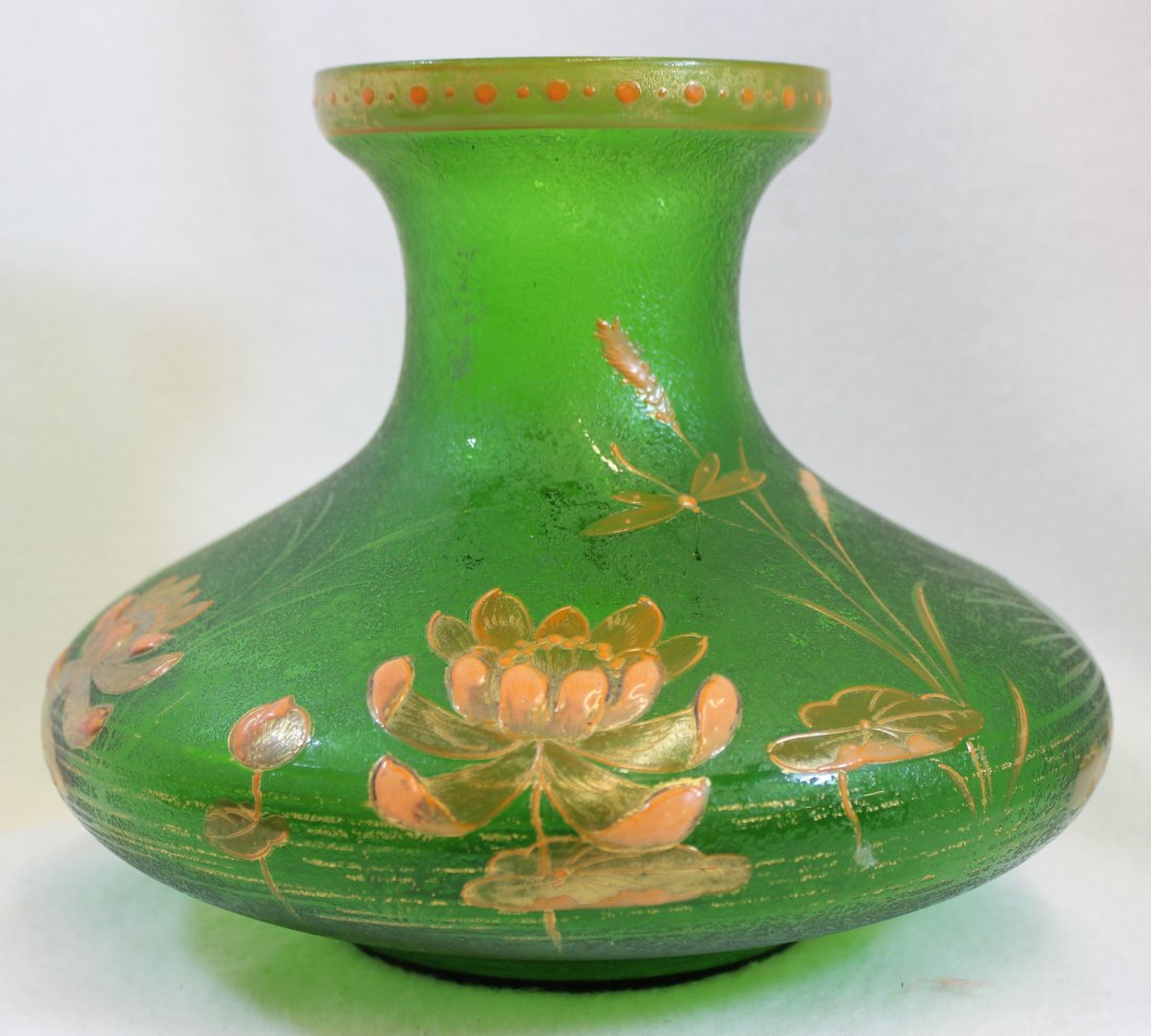 1900s FRENCH HB MONT JOYE SAND TEXTURED ENAMELED VASE (1 of 10)