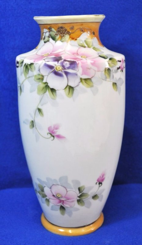 PRE-1921 HP EE BIBI NIPPON HANDLED CHERRY BLOSSOM VASE: The following treasure is from the living estate of Ailene & Buddy Ford; noted dealers and lifelong collectors of exceptional antique & vintage heirlooms. The Ford estate presents highly valuable item