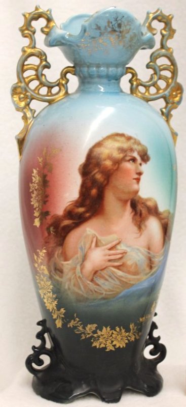 VICTORIA SCHMIDT AUSTRIA PEEK-A-BOO NUDE PORTRAIT VASE: The following treasure is from the living estate of Ailene & Buddy Ford; noted dealers and lifelong collectors of exceptional antique & vintage heirlooms. The Ford estate presents highly valuable item