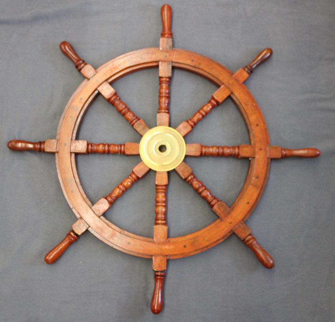 VINTAGE WOODEN NAUTICAL SHIP's WHEEL 36 INCH (1 of 8)