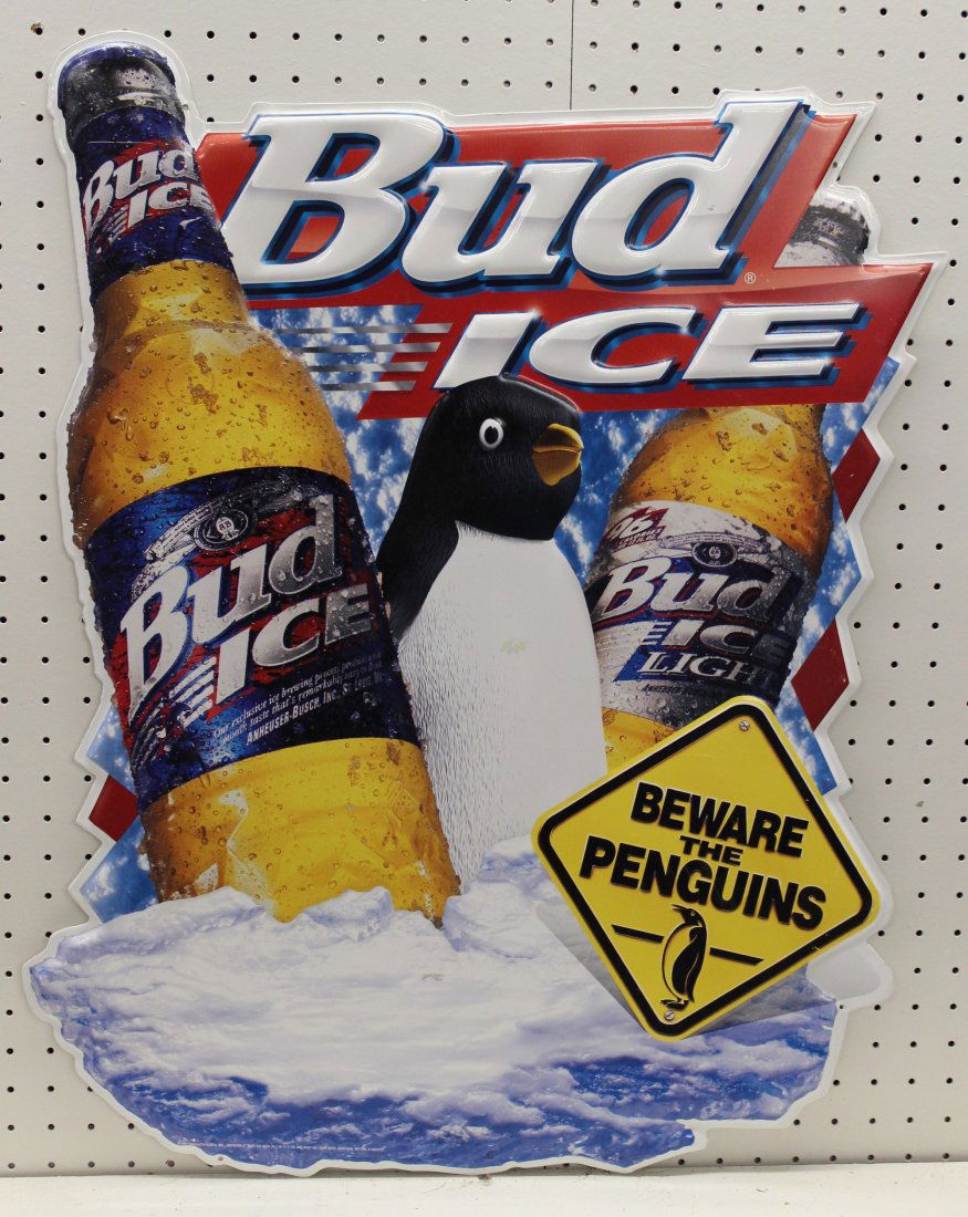 RARE BUDWEISER BEWARE THE PENQUINS BAR SIGN (1 of 6)