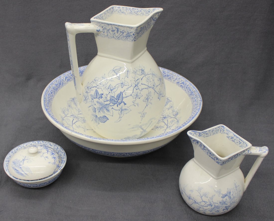 RARE 1885 JH DAVIS ENGLISH TRANS IRONSTONE DRY SINK SET (1 of 10)