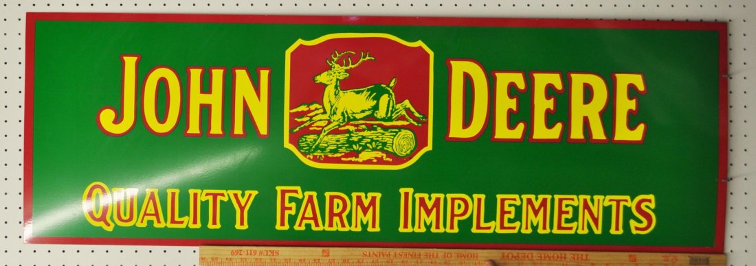 JOHN DEERE 48X16 DOUBLE SIDED SIGN w/LOGO NOS (1 of 6)