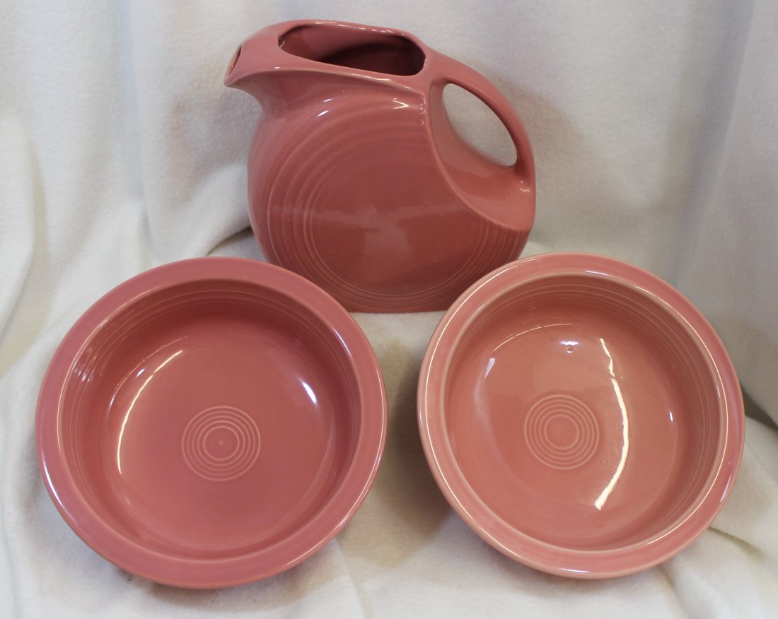 FIESTAWARE 3 PCs DISC PITCHER BOWLS RETIRED FLAMINGO (1 of 8)