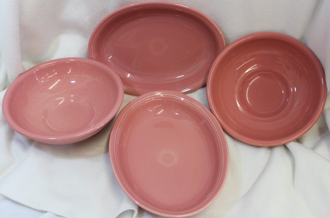 FIESTAWARE 4 PCs 2 OVAL BOWLS 2 PEDESTAL BOWLS FLAMINGO (1 of 5)