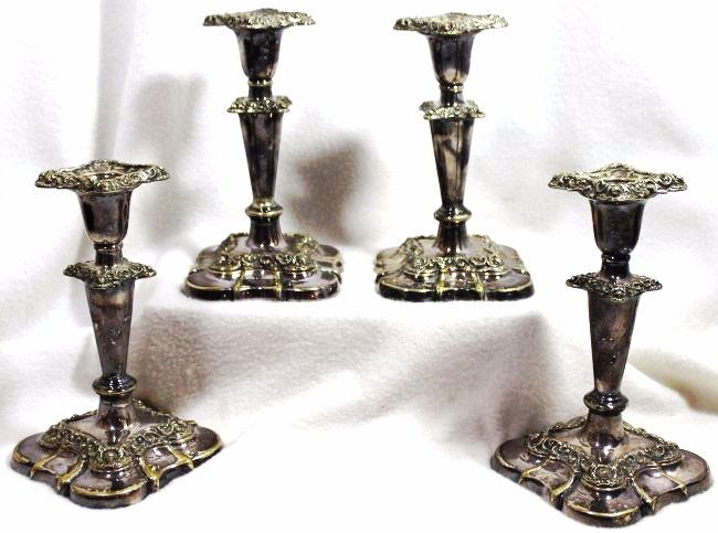 1960s WO PR GORHAM LOUIS XV SILVER PLATE CANDLESTICKS (1 of 10)