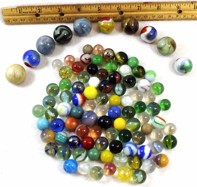 (100) 1910s + VTG MACHINE MARBLES 1/2, 5/8, 3/4, 7/8, 1 (1 of 5)