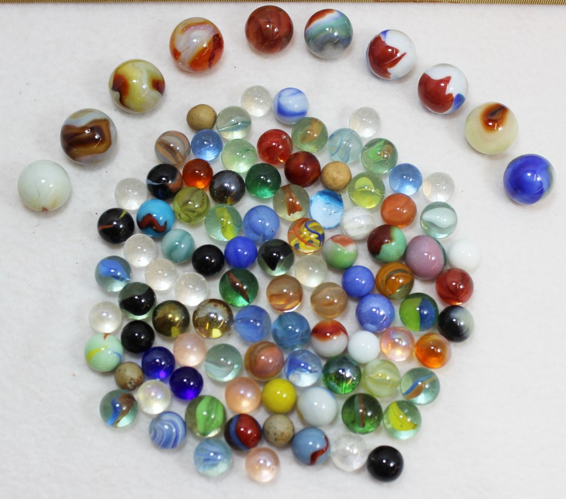 (100) 1910s + VTG MACHINE MARBLES 1/2, 5/8, 3/4, 7/8, 1 (1 of 6)
