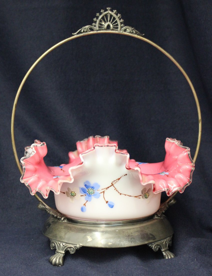 1900 HB BOHEMIAN GLASS BRIDES BOWL JENNINGS BROS BASKET (1 of 10)