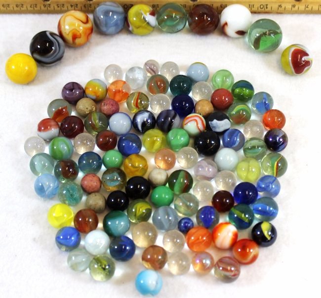 (100) 1910s + VTG MACHINE MARBLES 1/2, 5/8, 3/4, 7/8, 1 (1 of 6)