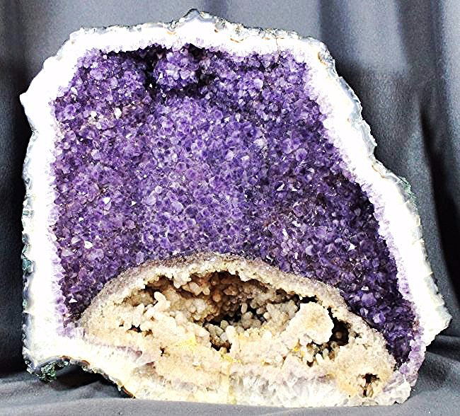 RARE GIANT AMETHYST & BEIGE CRYSTALLINE QUARTZ GEODE (1 of 10)