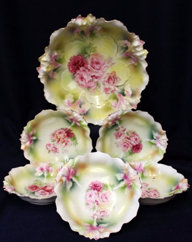 1904 RS PRUSSIA WREATH STAR IRIS MOLD MASTER BERRY SET (1 of 6)