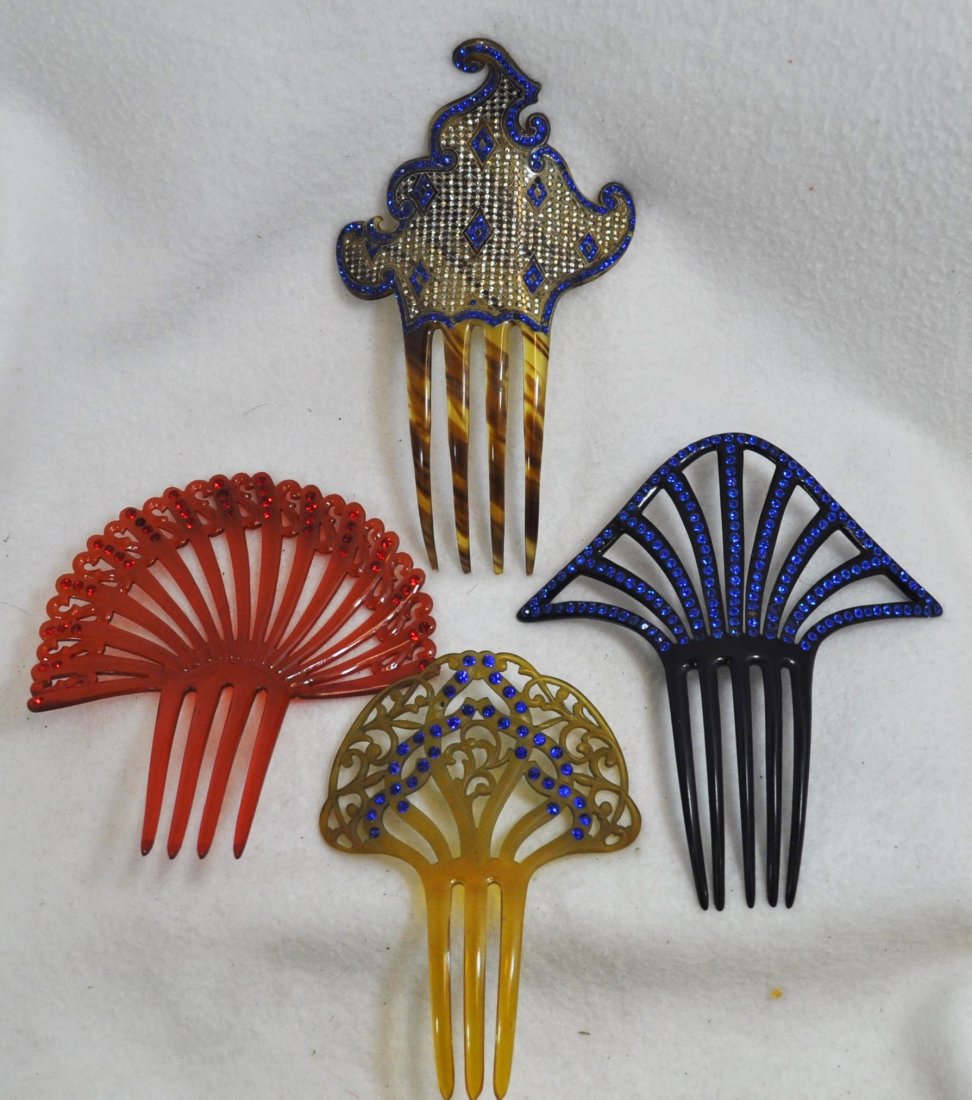 1920-30s CELLULOD COMBS 4 PCS PERSIAN RHINESTONES (1 of 7)