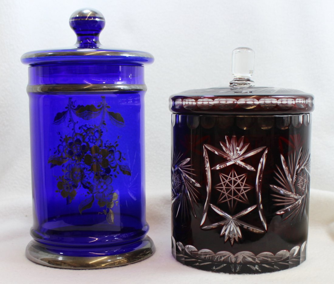 1940s BOHEMIAN COBALT & STERLING HUMIDOR, CUT BISCUIT (1 of 10)