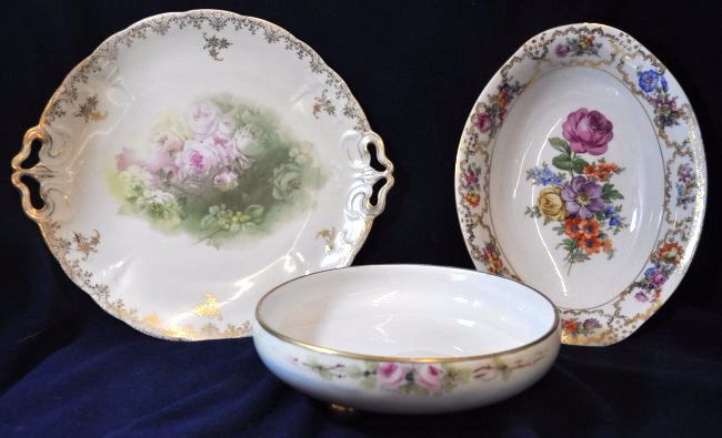 1900-1930s T&V, SCHUMANN, ROSENTHAL CAKE PLATE & BOWLS (1 of 10)