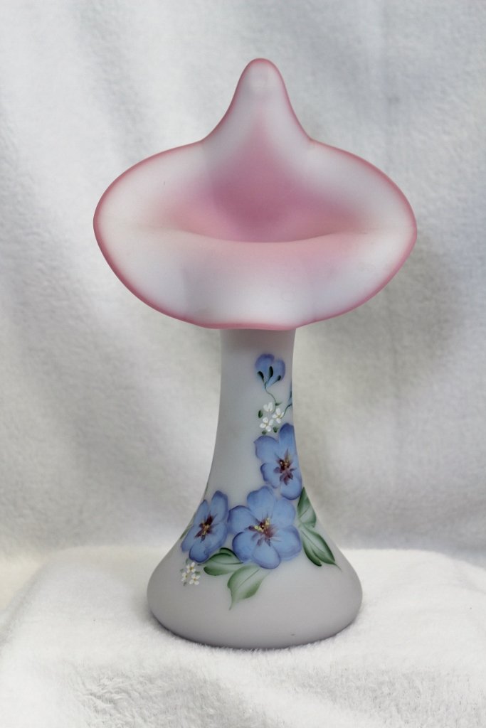 2000 LTD. ED. FENTON BLUE BURMESE HP JIP HIBISCUS VASE (1 of 10)