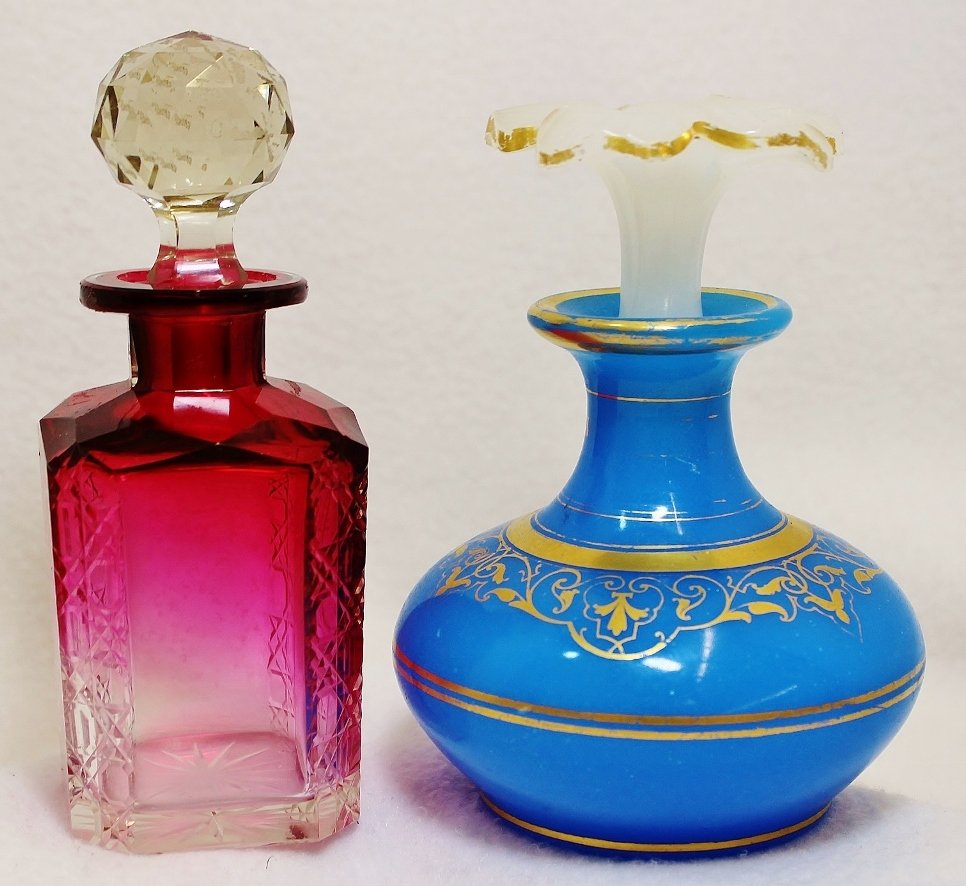 1920s THOMAS WEBB BLUE, BOHEMIAN BLOWN COLOGNE BOTTLES (1 of 7)