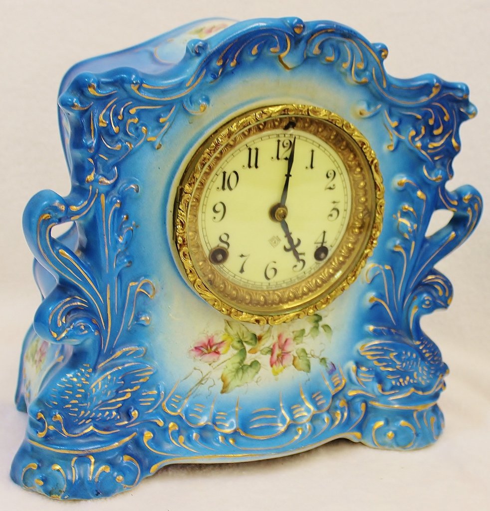 RARE ANSONIA 1901 WHIM PORCELAIN CASE HP MANTEL CLOCK (1 of 7)
