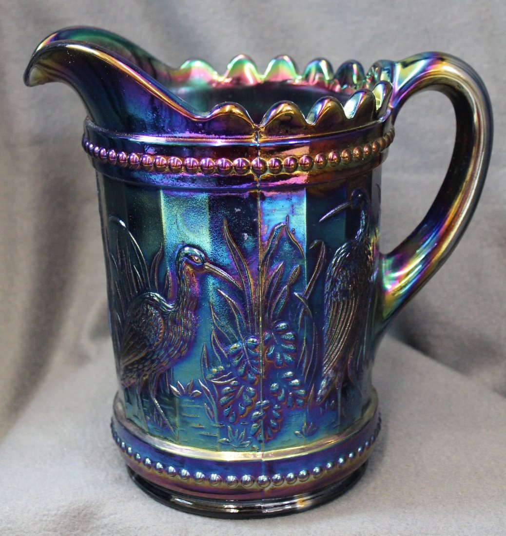 FENTON / WRIGHT 8 in STORK & RUSHES CARNIVAL PITCHER (1 of 9)
