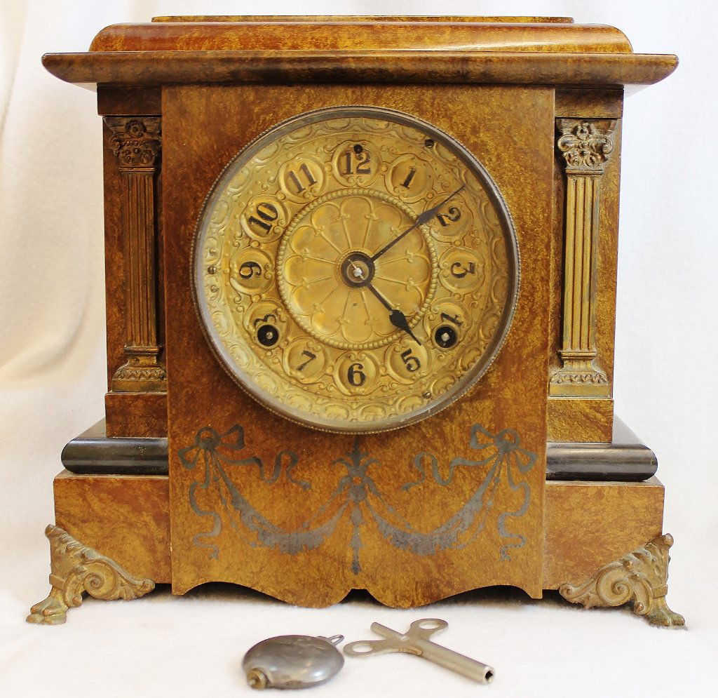 SETH THOMAS 1881 ADAMNTINE 2 COLUMN MANTLE CLOCK (1 of 6)