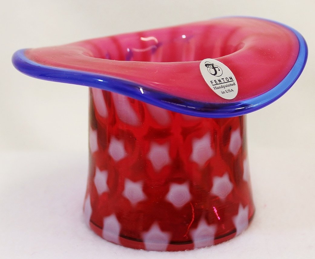 SCARCE 2001 FENTON LTD STARS STRIPES UNCLE SAM HAT VASE (1 of 7)