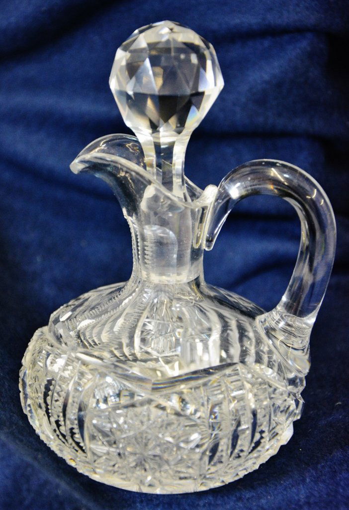 1930s-40s SIGNED LIBBEY CUT CRYSTAL BULBOUS OIL CRUET (1 of 7)